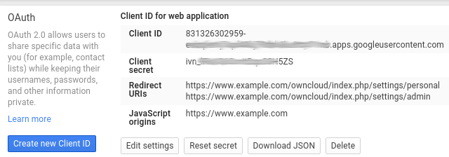 OAuth screen